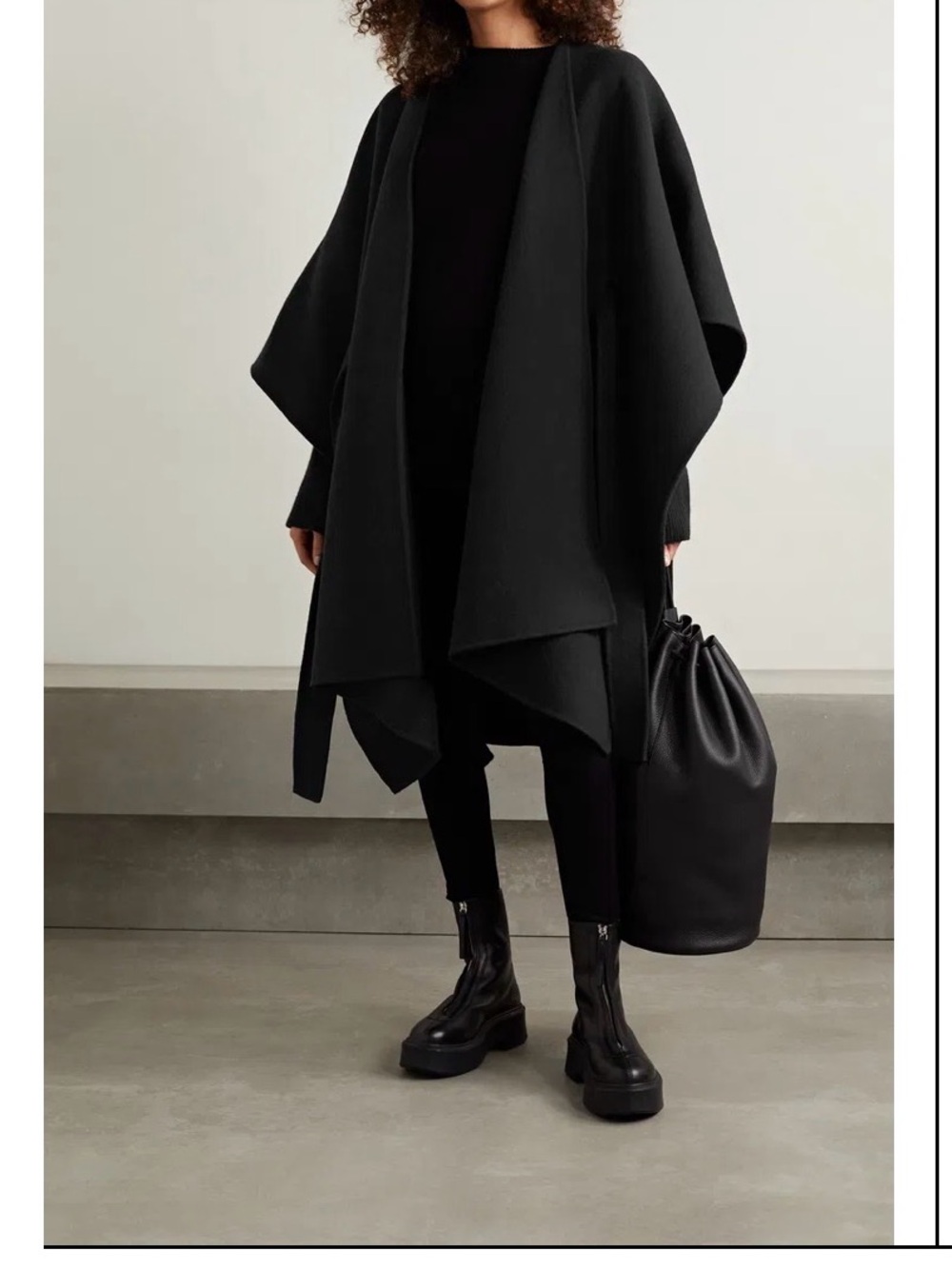 The Row Black Open-Front Wool Cape